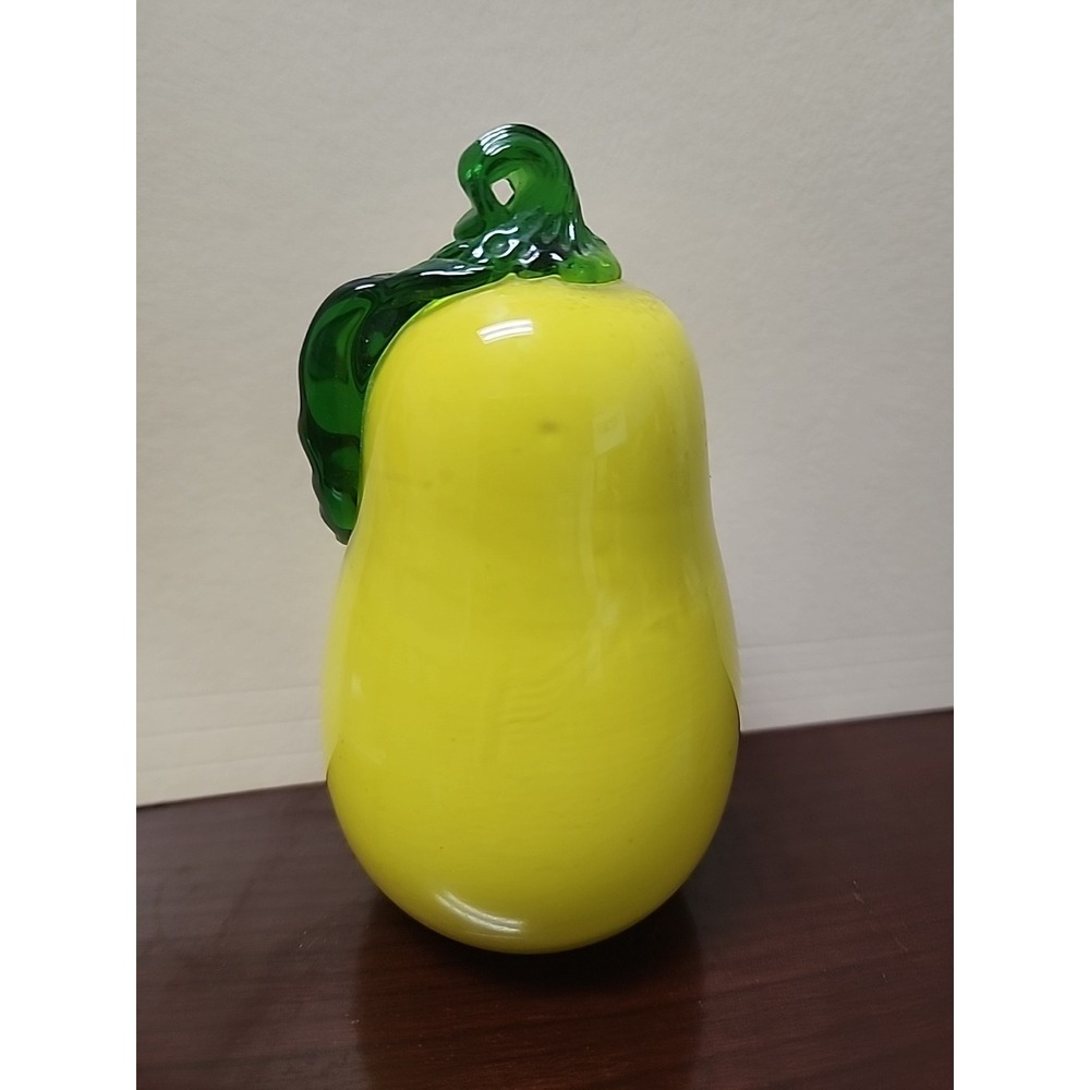 Murano-Style Hand-Blown Pear Art Glass Paperweight